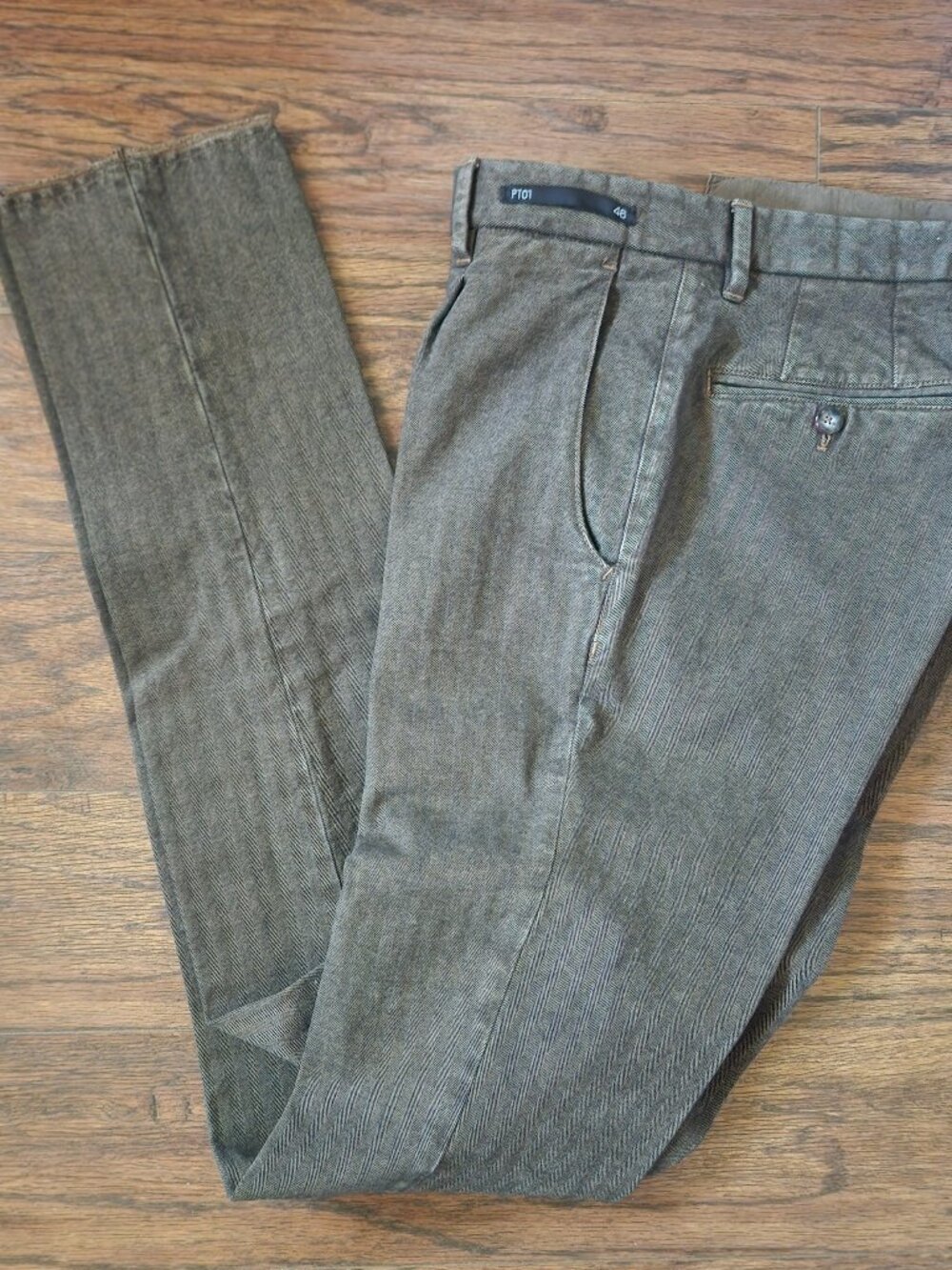 Men's Herringbone Twill Super Slim Pant by PT01 30"waist, 36" unfinished hem